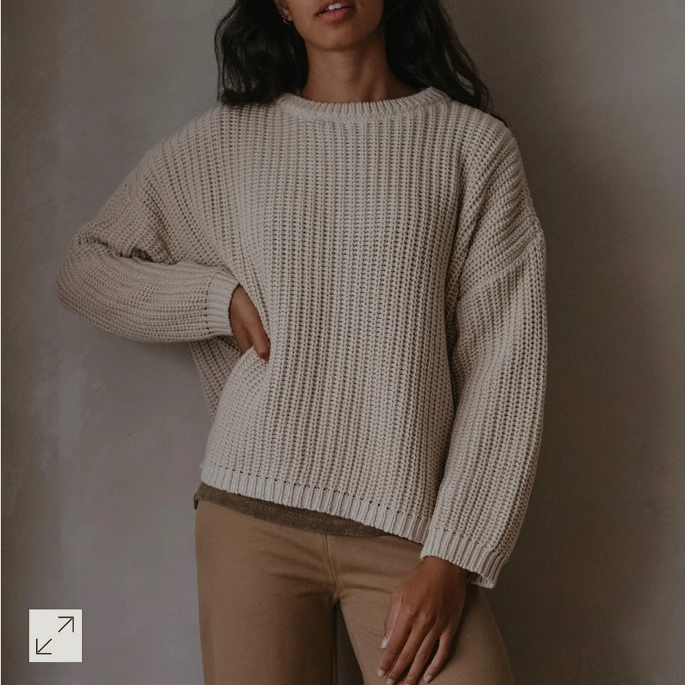 Organic Cotton Simple Folk Chunky Knit Sweater in oatmeal